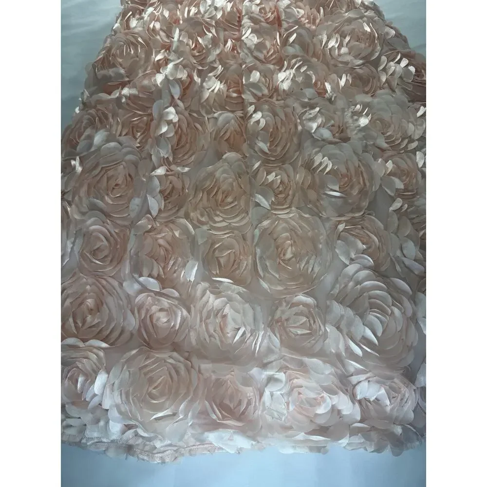 Girls Pink Formal Flower Girl Dress Size 6x- Rosette Skirt Rhinestone Waist